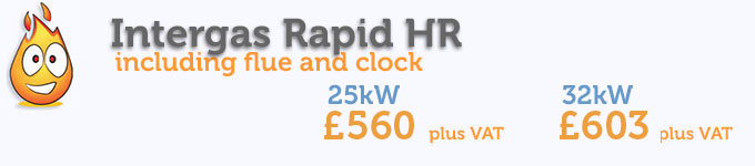Intergas Rapid Combi including flue, clock and filter - 25kW £525 pls VAT 32kW £565 pus VAT